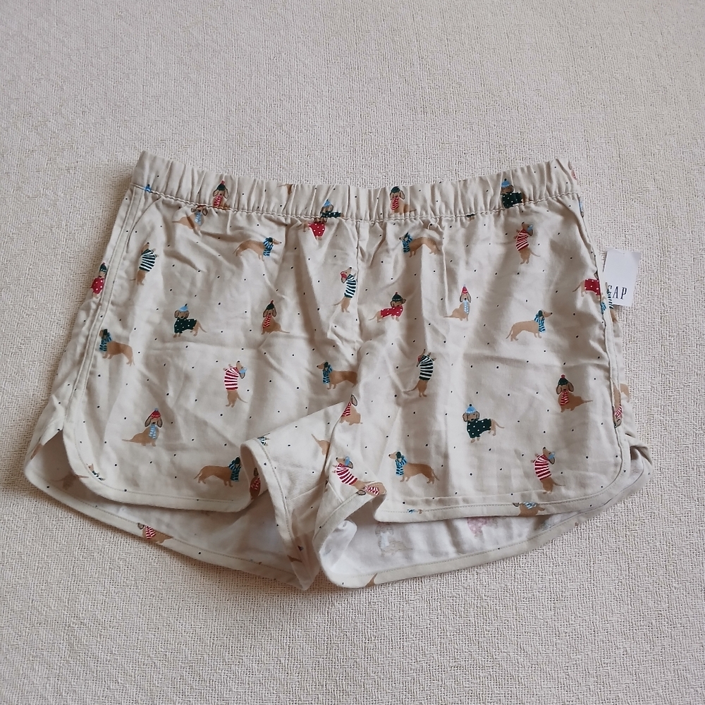 gap ♡ flannel short holiday dog christmas body medium boxers booty short